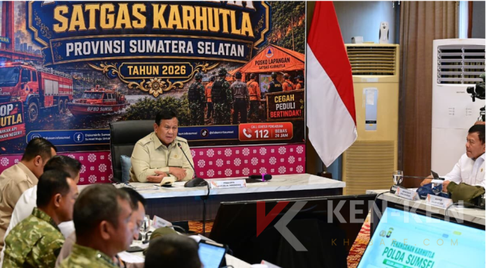 pskarhutla Presiden Prabowo memantau penanganan karhutla melalui konferensi video